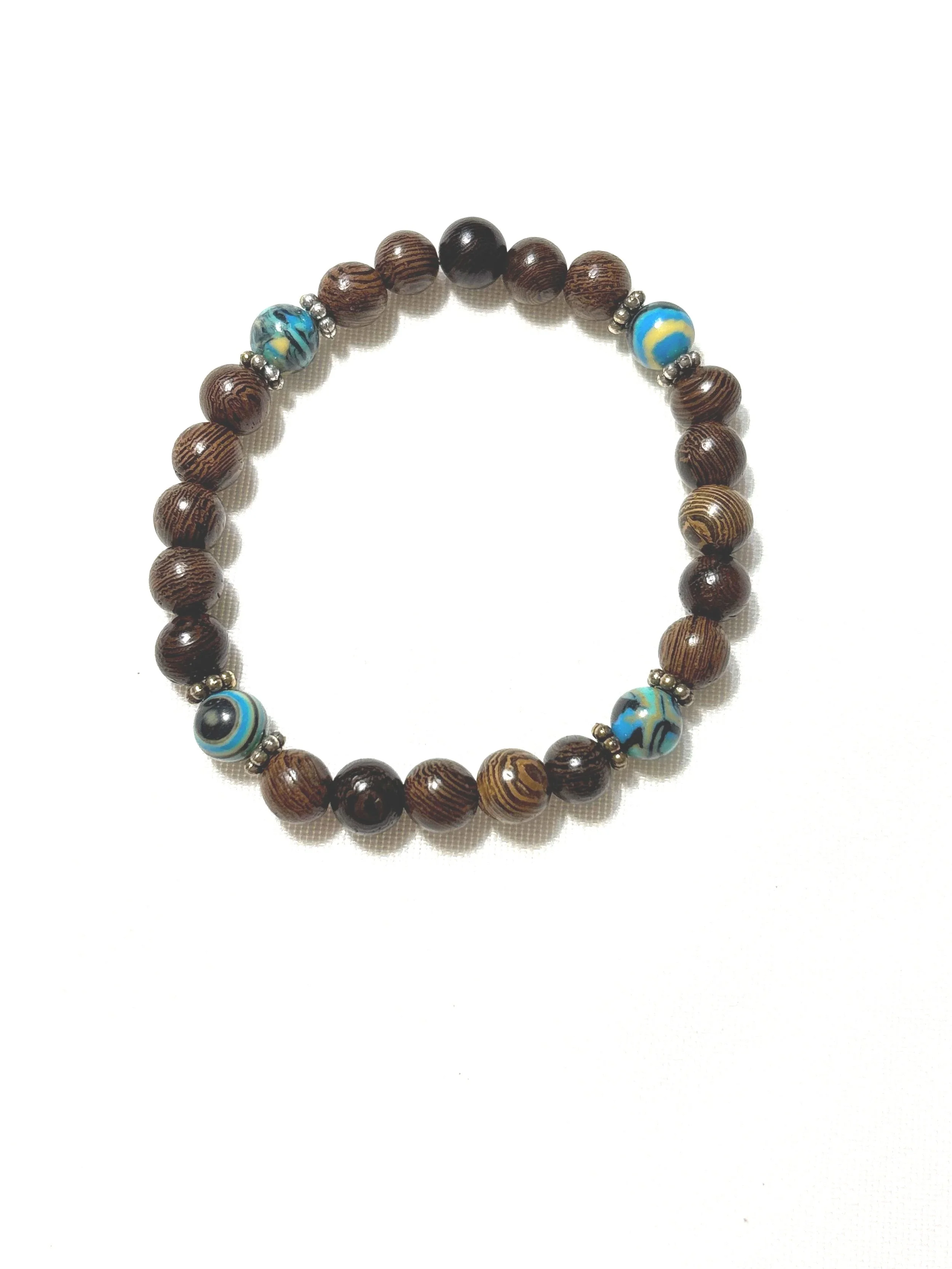 Dark Wood with Blue Malachite Beads