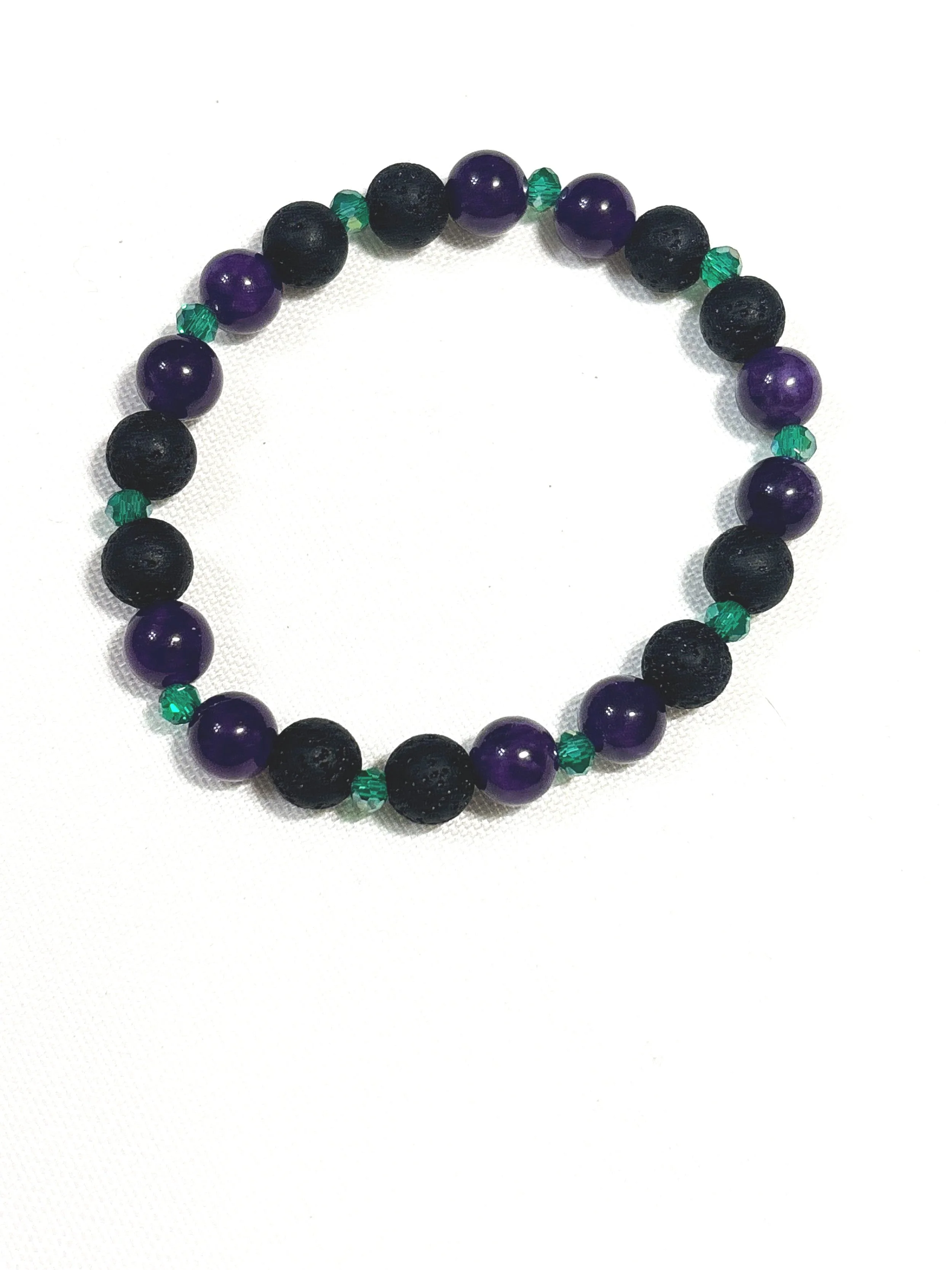 Black Lava Bead with Amazonite Tigers eye. 8mm