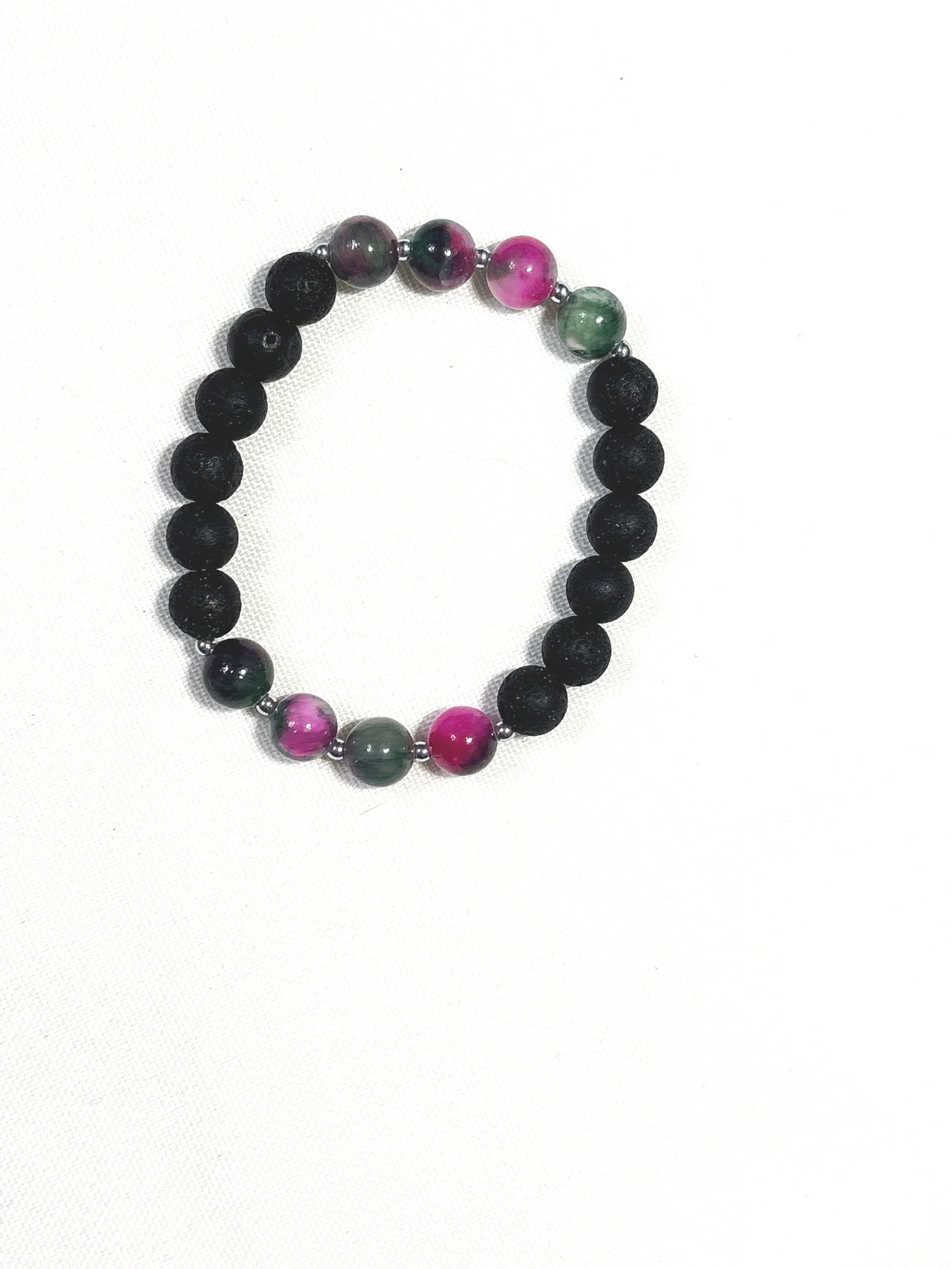 Black Lava Bead with Persian stone. 8mm