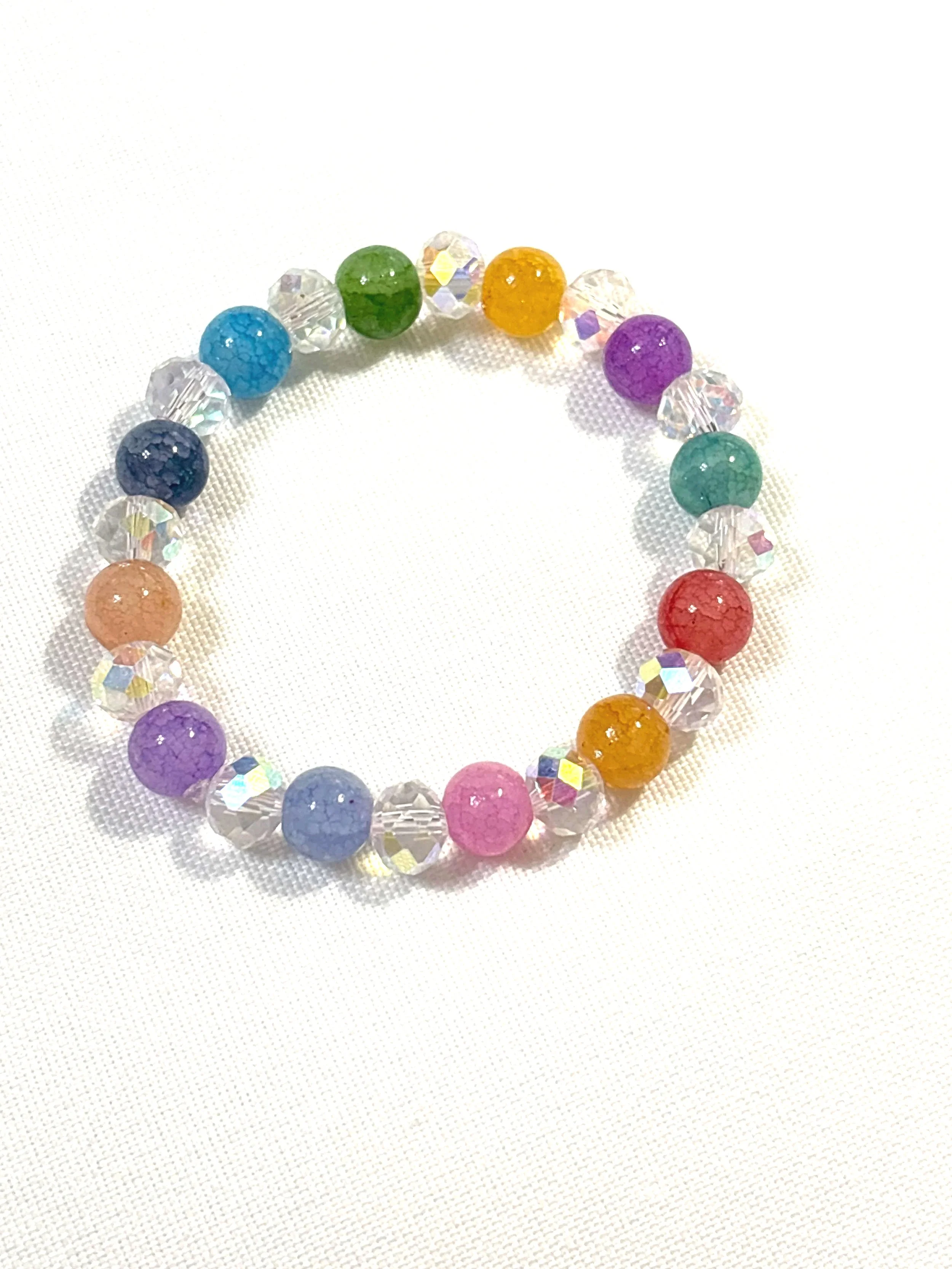 Crystal beads with colored stones