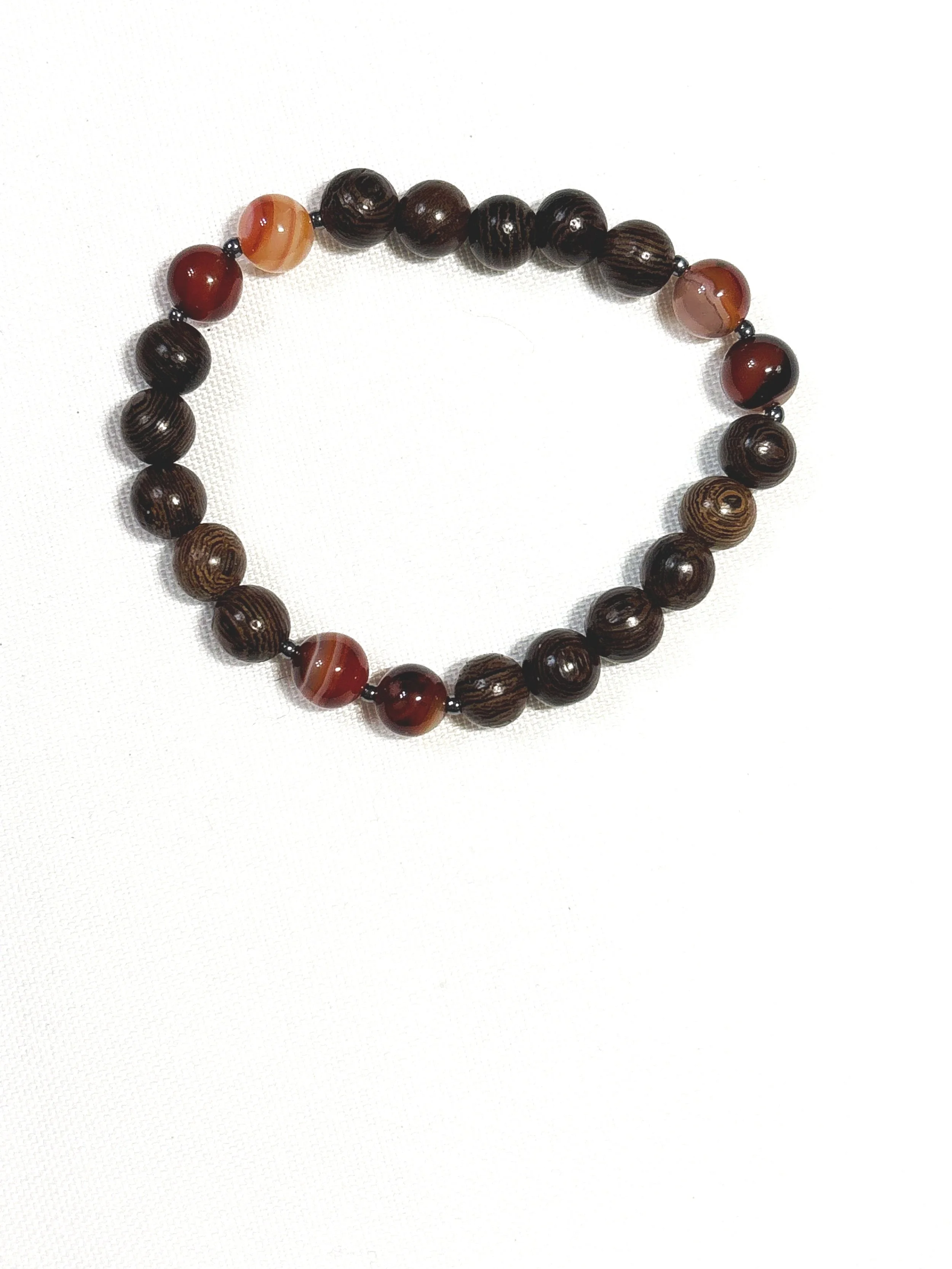 Dark Wood Beads with Red Sea Sediment. 8mm