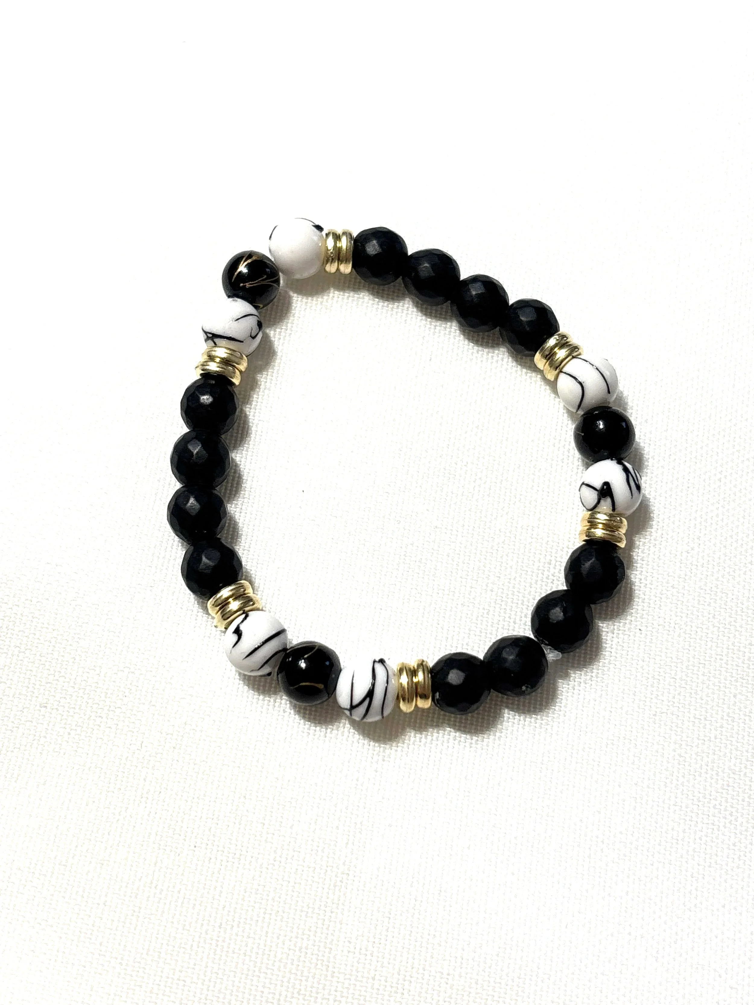 Black Onyx beads with white and black beads
