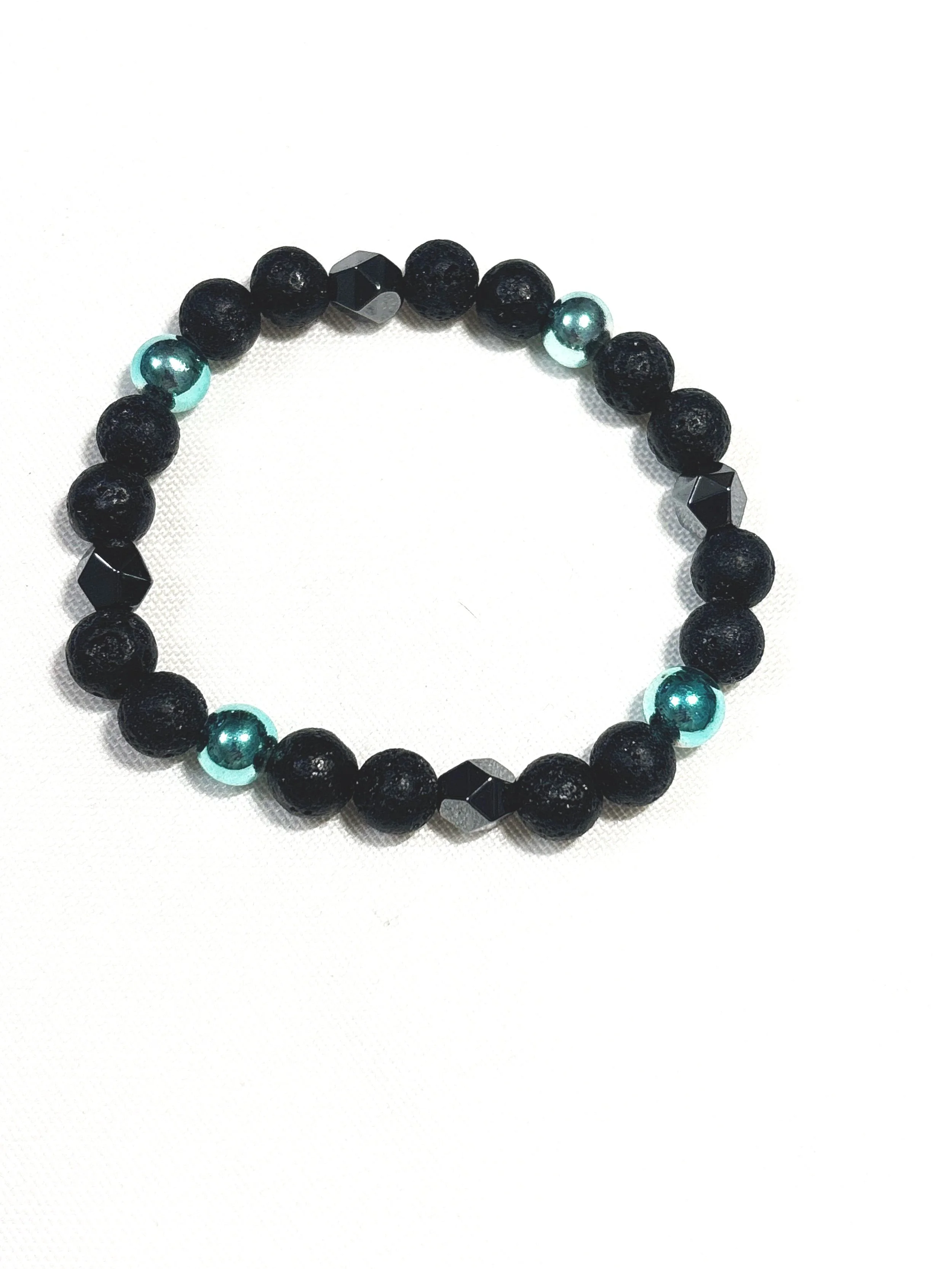 Black Lava Bead, polygon Hematite energy healing stone and Blue Hematite