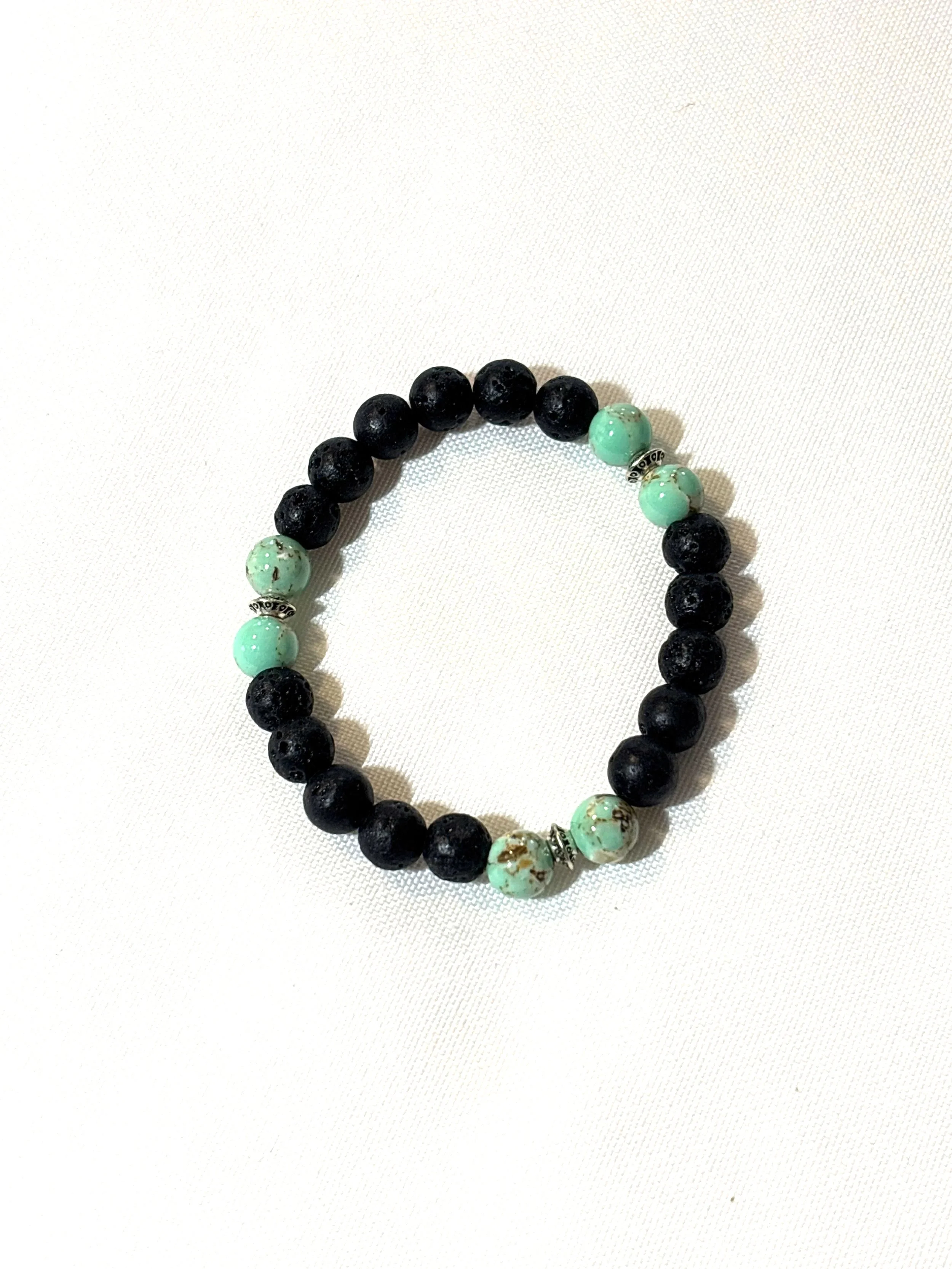 Lava bead and gold turquoise bracelet