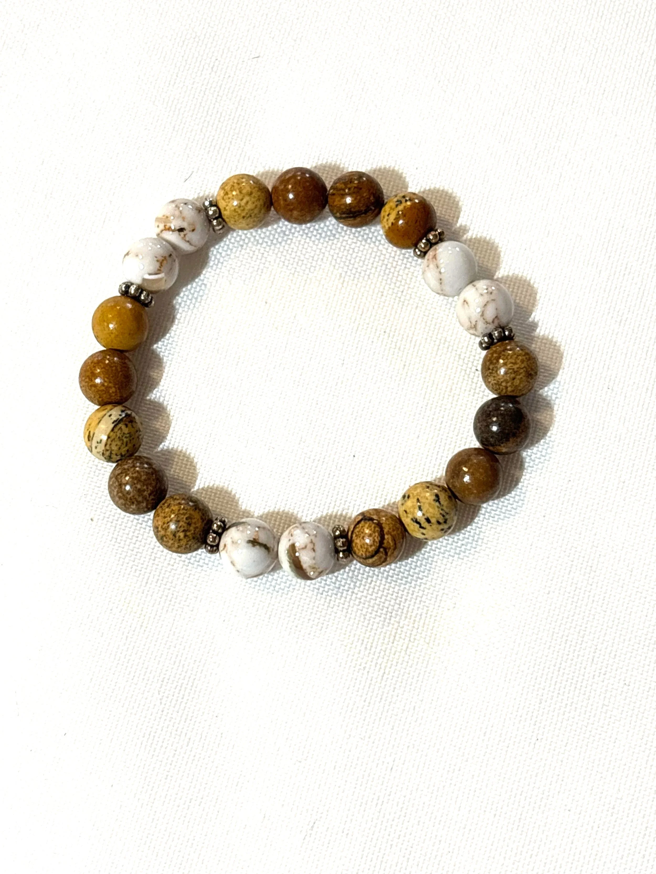 Stone beads with white stone bracelet