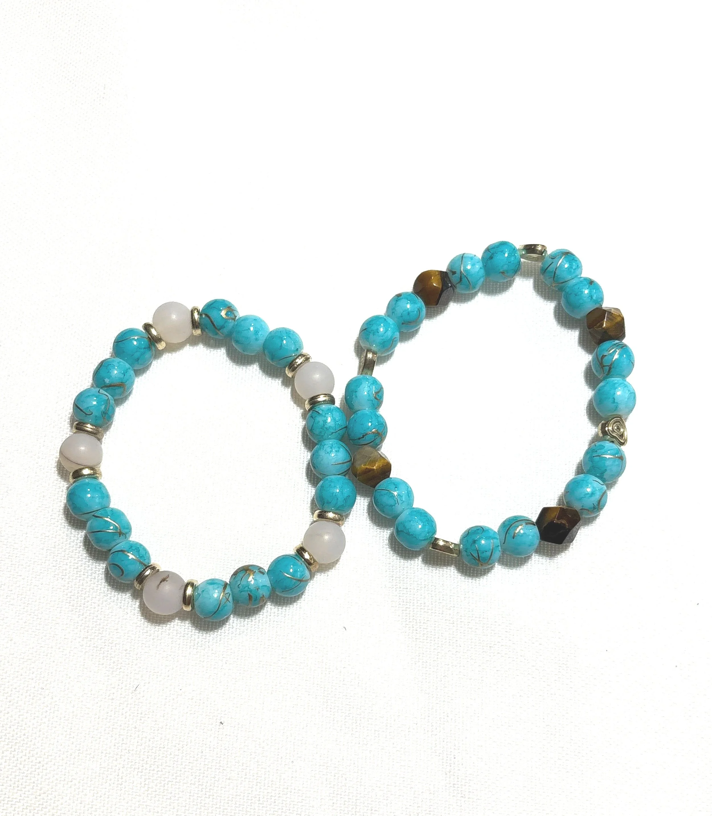 8mm Blue and Gold beads