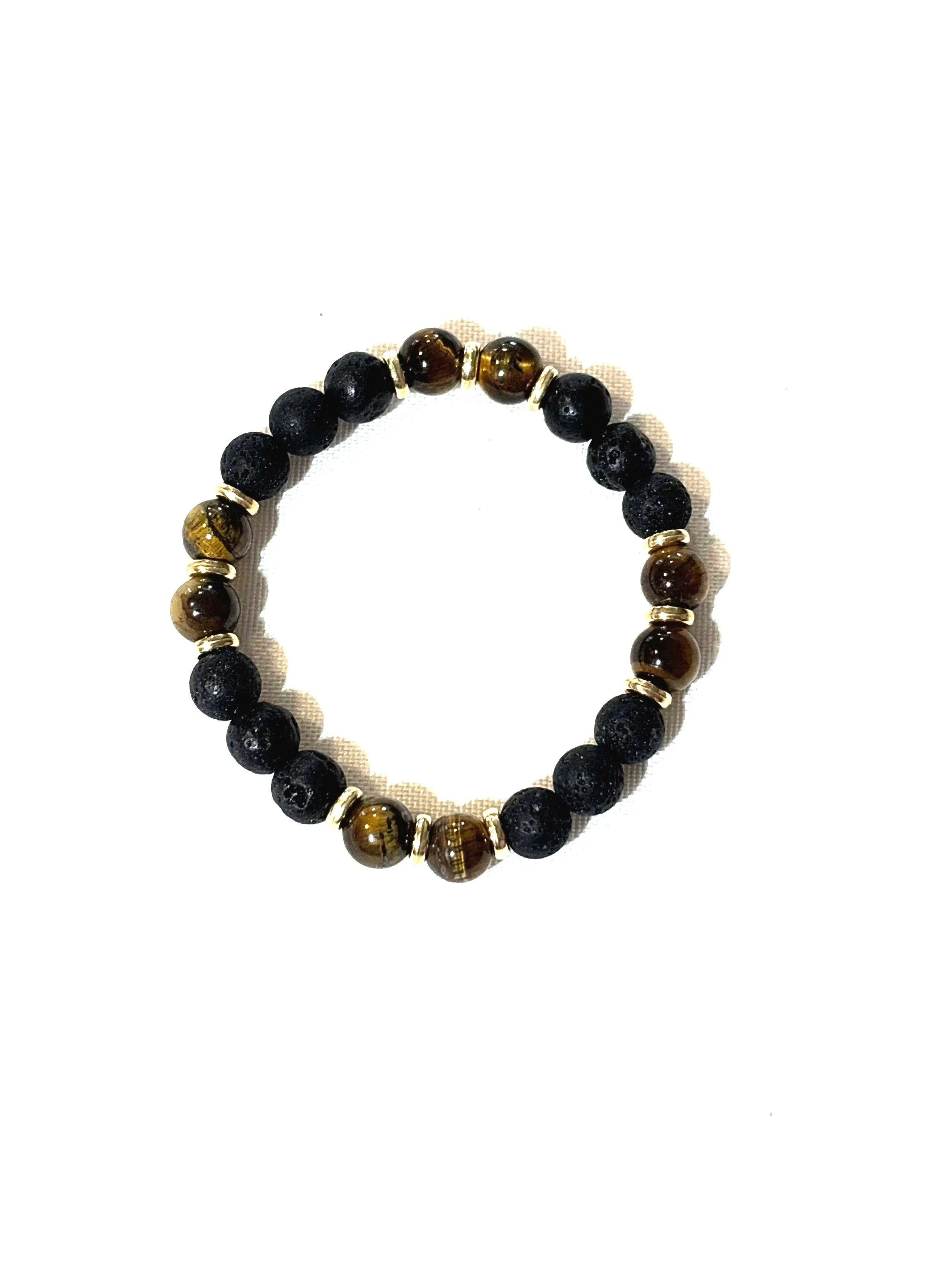 Lava beads with tigers eye stone