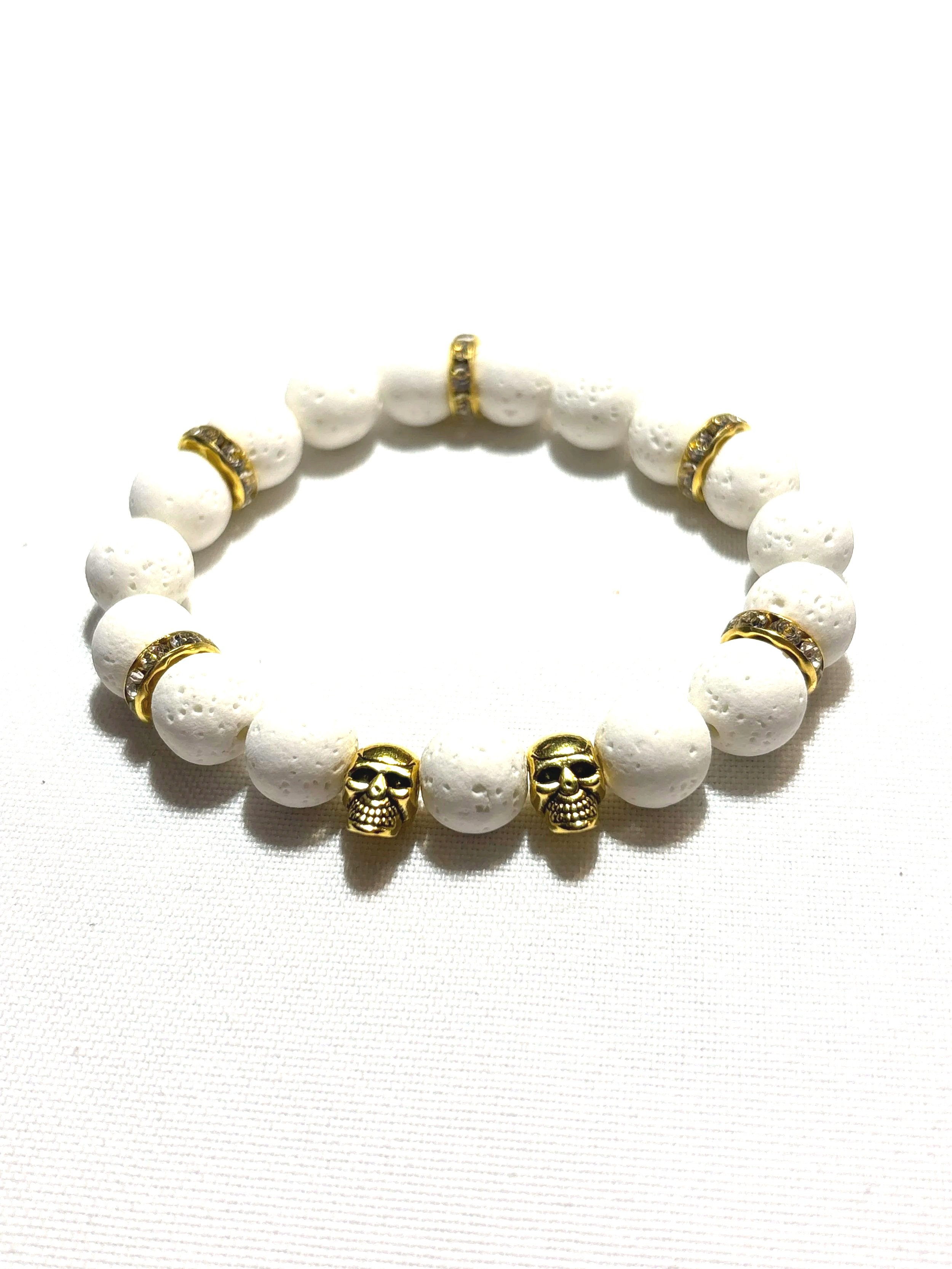10mm lava bead with clear gems