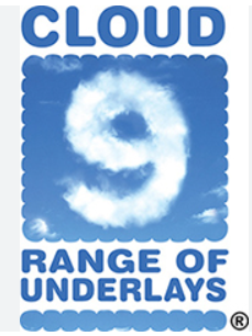 Logo for Cloud9 Range of Underlays with a cloud-shaped number nine and blue text.