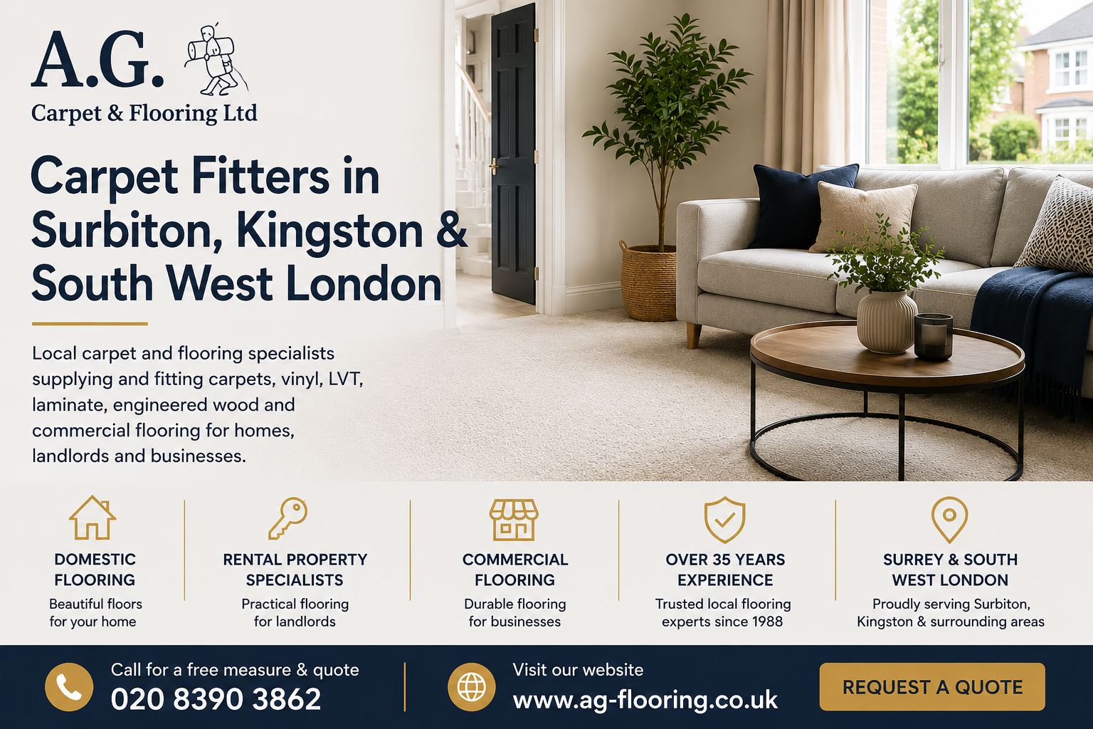 A.G. Carpet & Flooring carpet fitters in Surbiton, Kingston and South West London