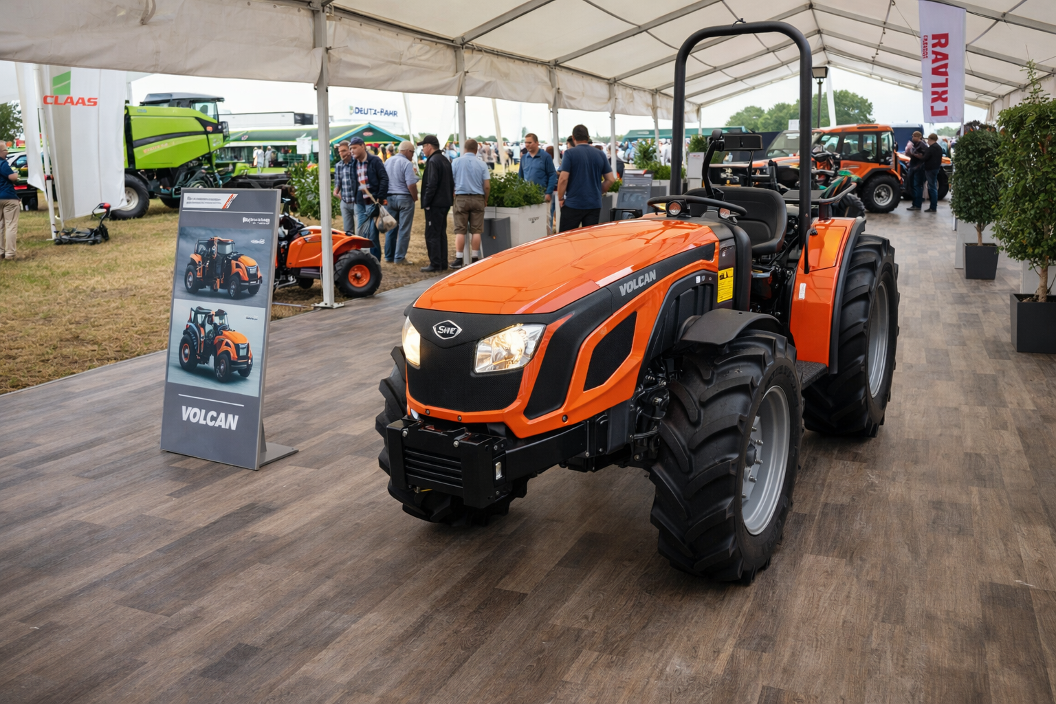 Commercial LVT flooring used at an exhibition stand with heavy equipment display, durable and hard-wearing surface for high-traffic events in Surrey and South West London