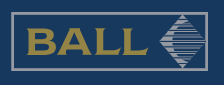 Logo with the word 'BALL' and a geometric design to the right