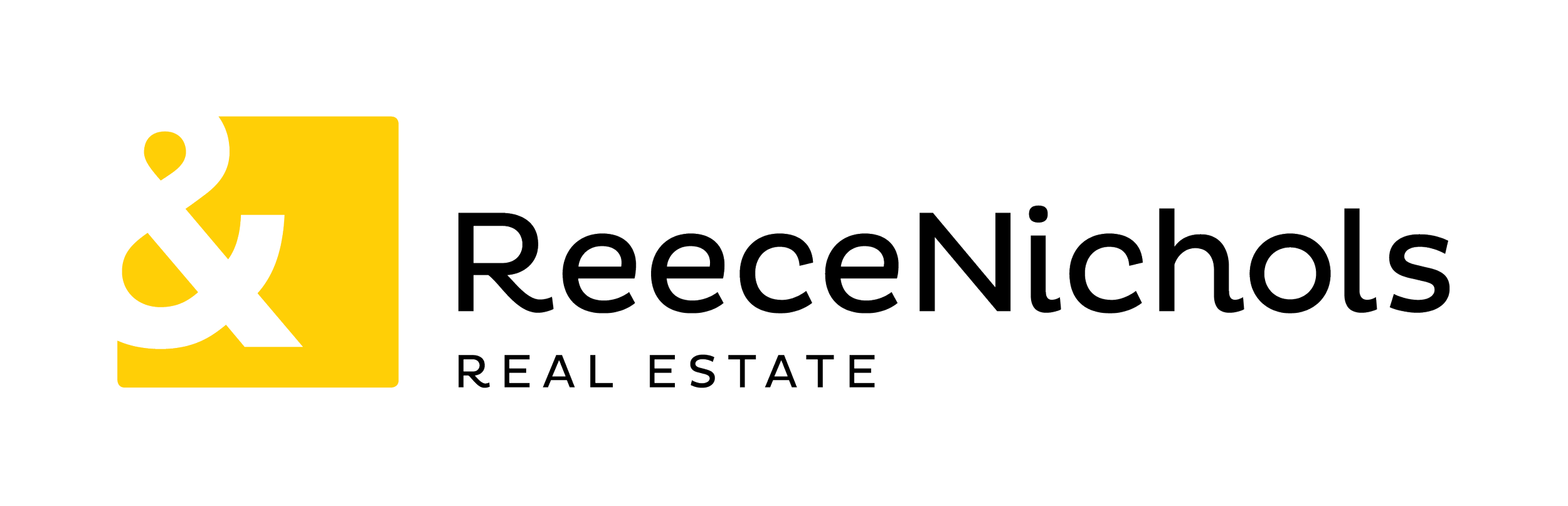ReeceNichols Real Estate logo featuring a yellow square with a black ampersand and the company name in black text.