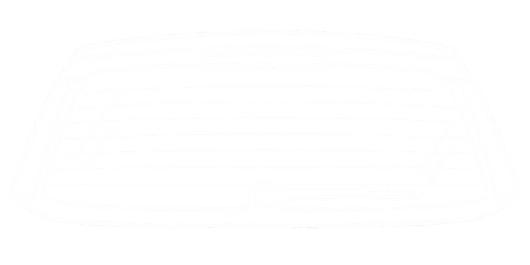 Outline of vehicle back windshield glass.