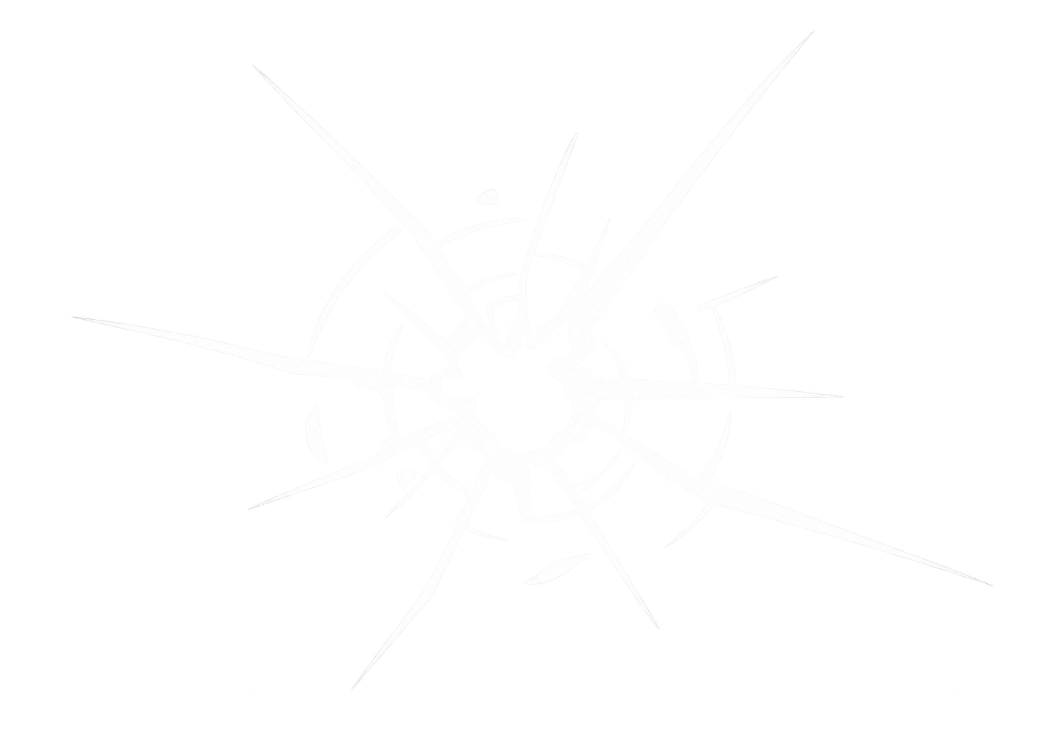 Outline of windshield rock chip damage.