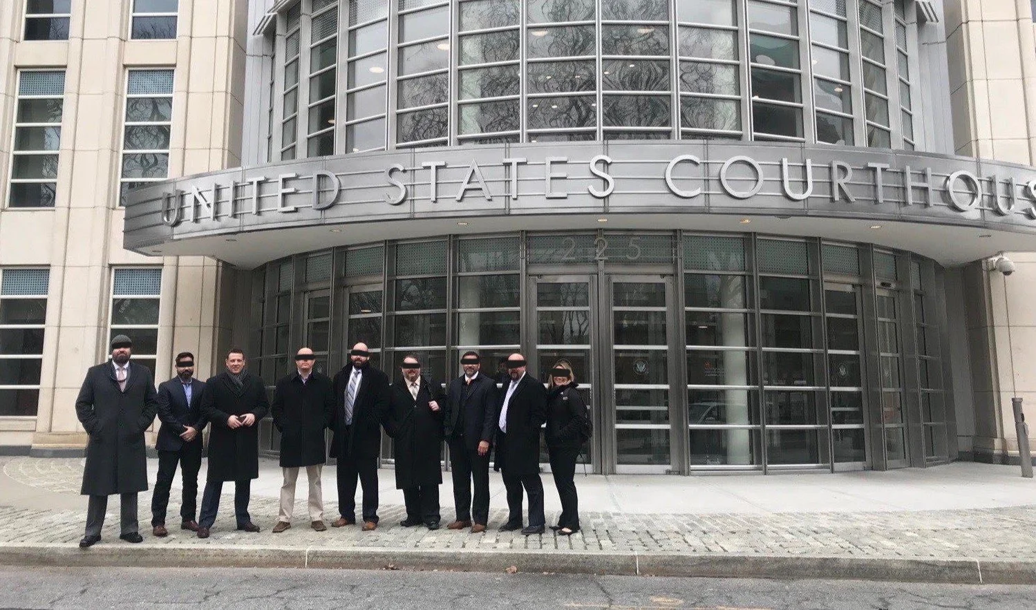 Our squad outside the federal courthouse in Brooklyn following the trial of Joaquín “El Chapo” Guzmán. I am third from the left. After years of investigations, arrests, and coordination across agencies, one of the most powerful traffickers in the wor