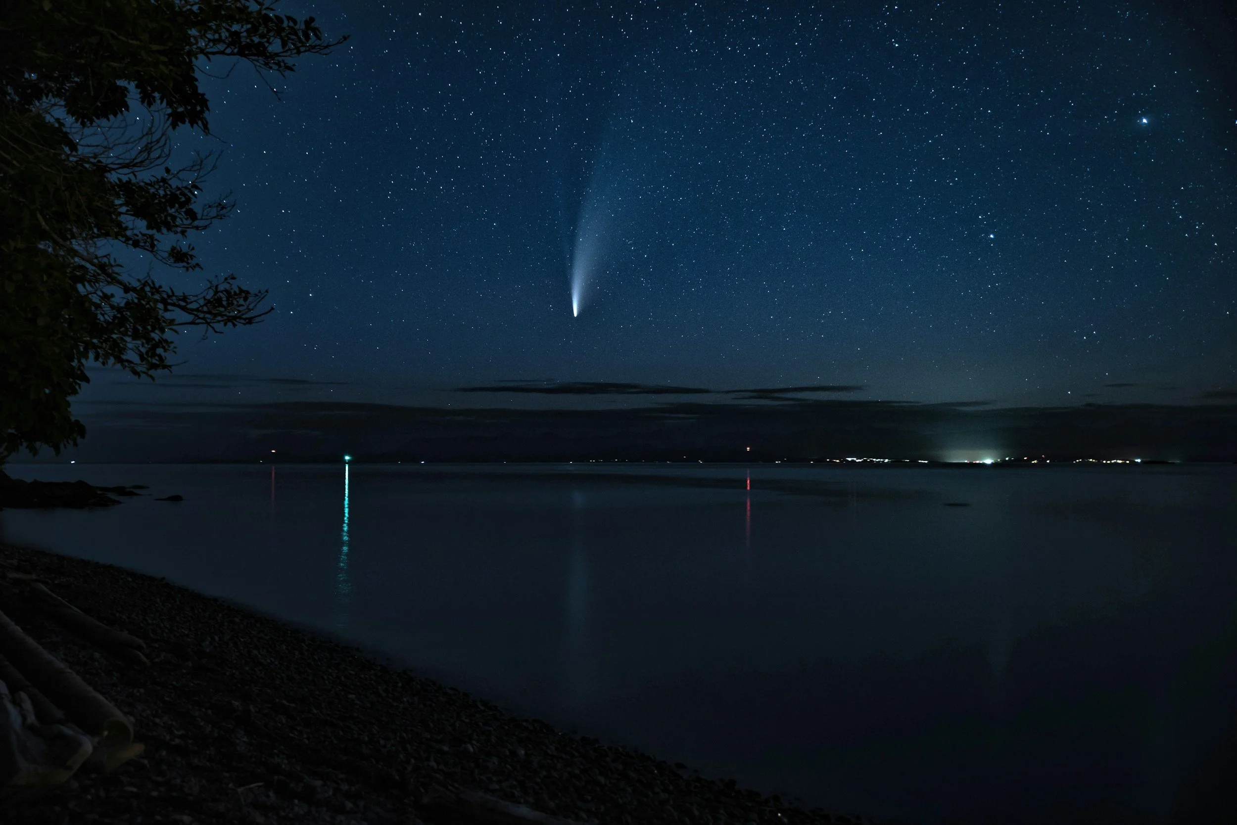 Night sky over the water by nanaimo