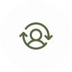 Circular arrows surrounding a person icon
