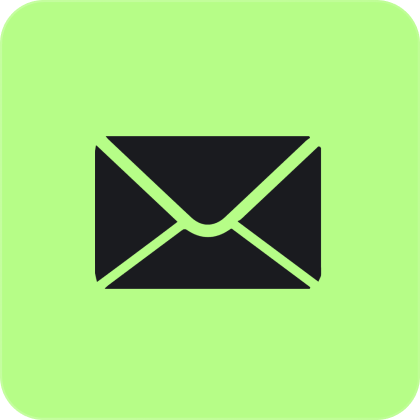 Green background with a black envelope icon in the center.