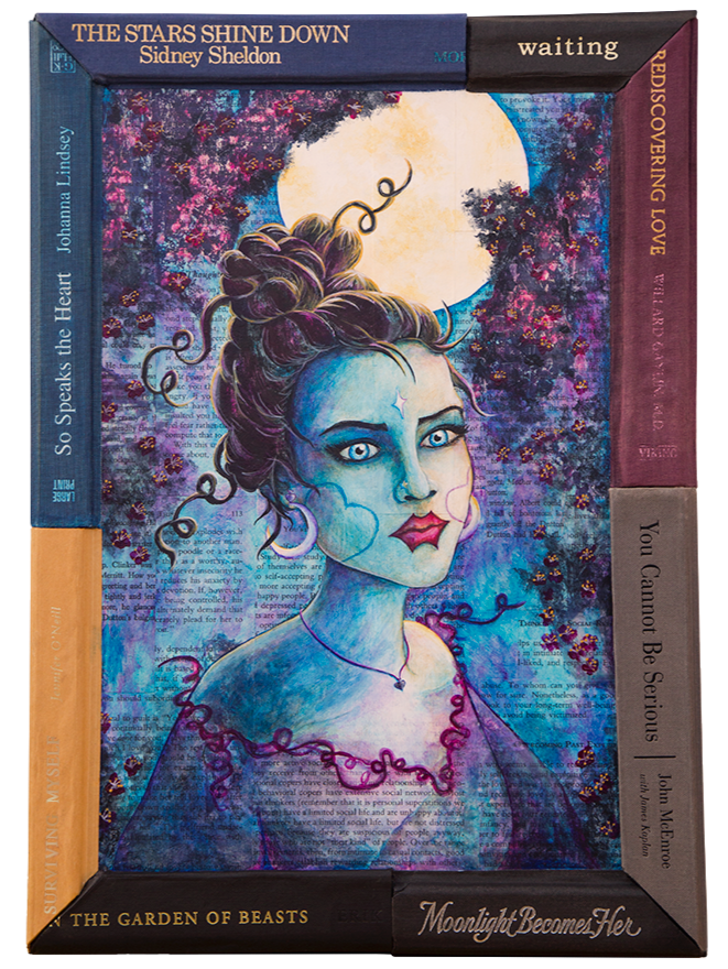 Moonlight Becomes Her, Mixed media on panel, 2022