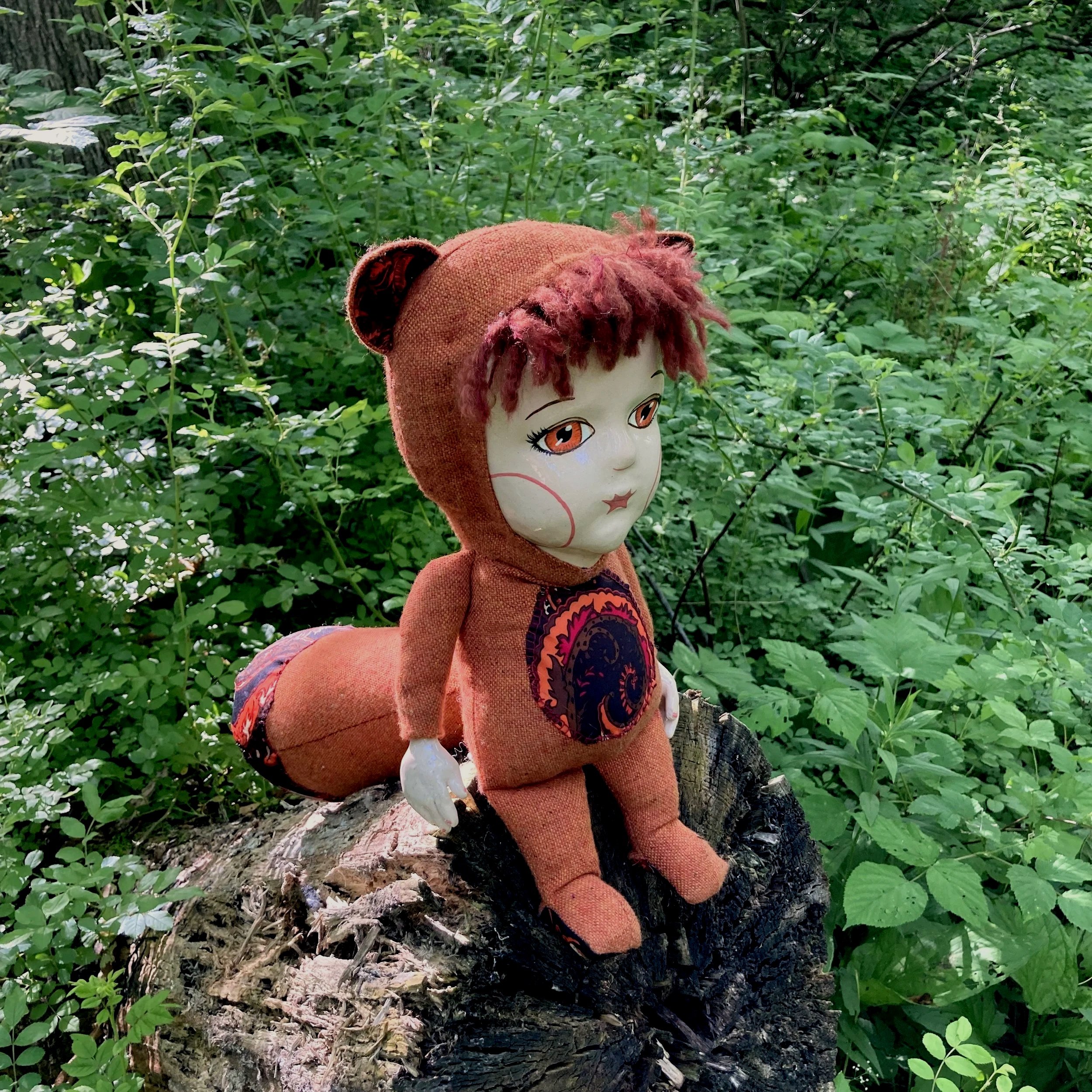 Foxy Forest Sprite (1), Soft sculpture mixed media 2024