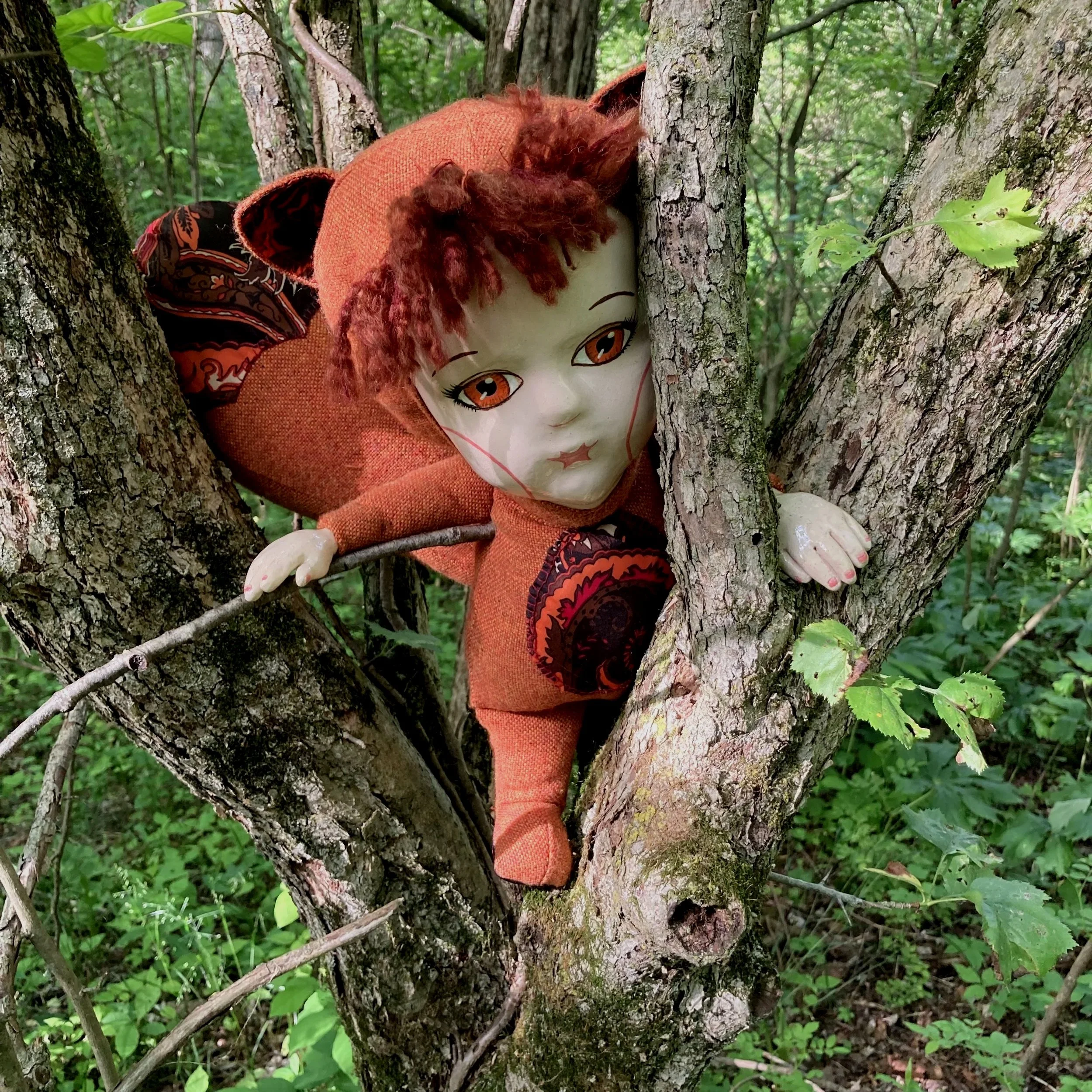 Foxy Forest Sprite (2), Soft sculpture mixed media, 2024
