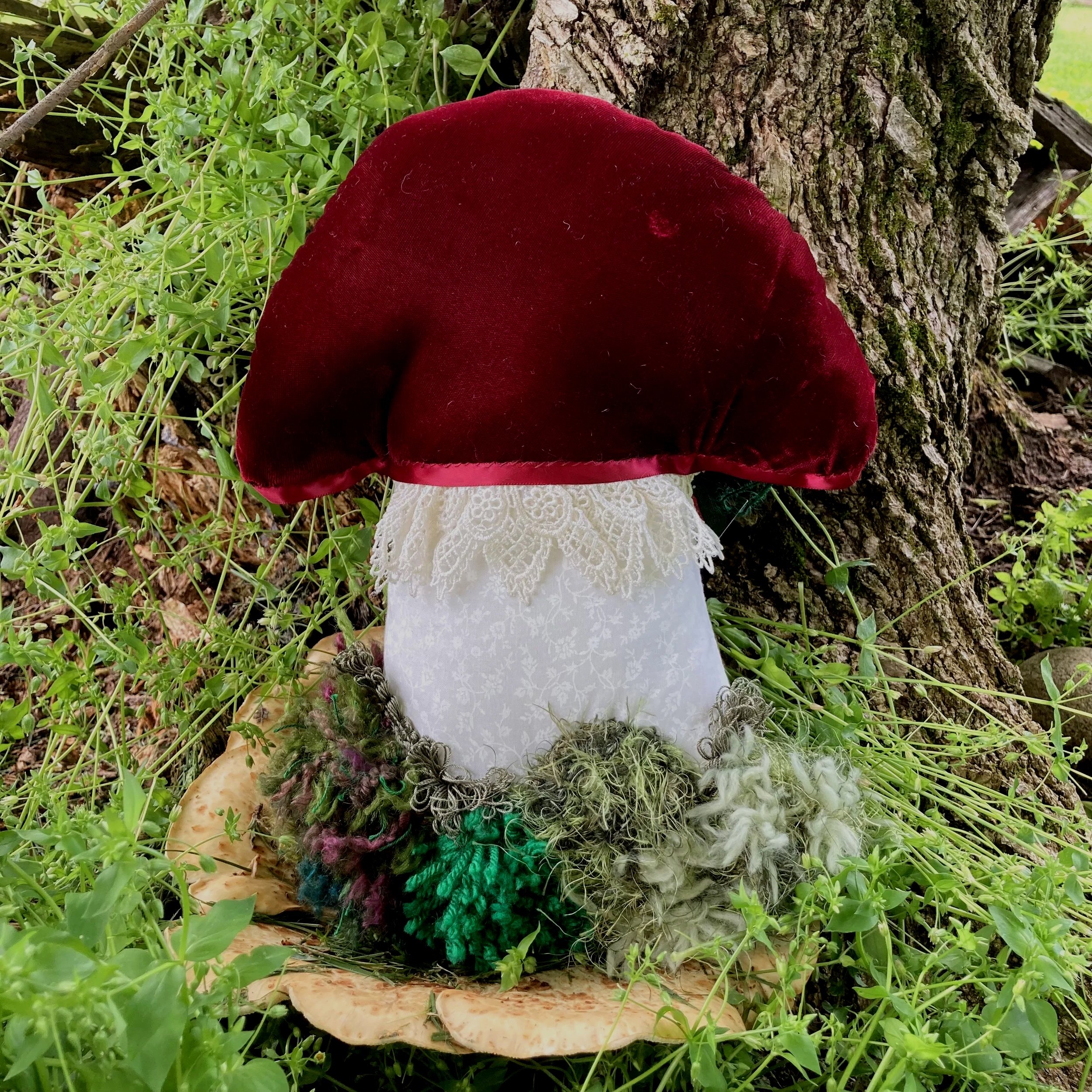 Velvet Russula, Soft sculpture mixed fibers, 2024