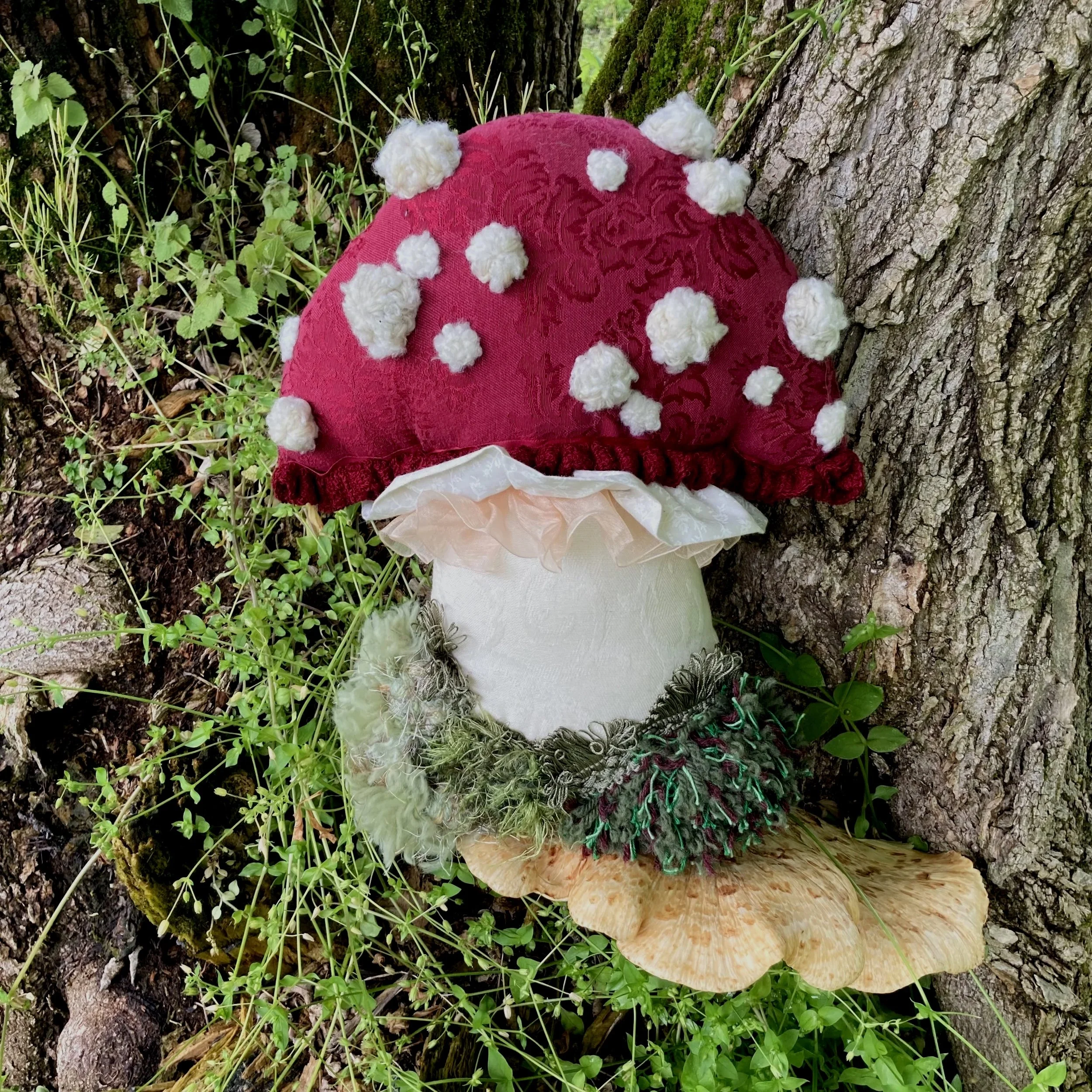 Scarlet Amanita, Soft sculpture mixed fibers, 2024