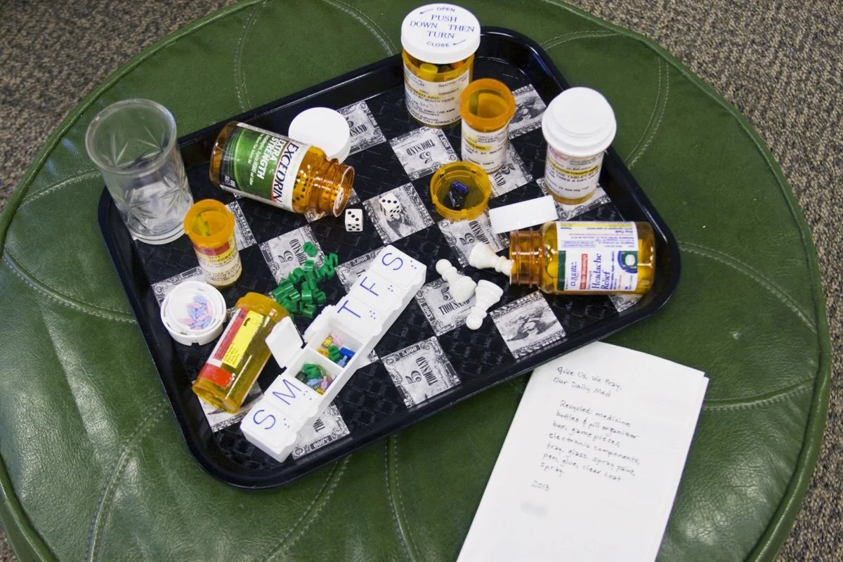 Give Us We Pray Our Daily Med, Food For Thought Series, Mixed media installation, 2013