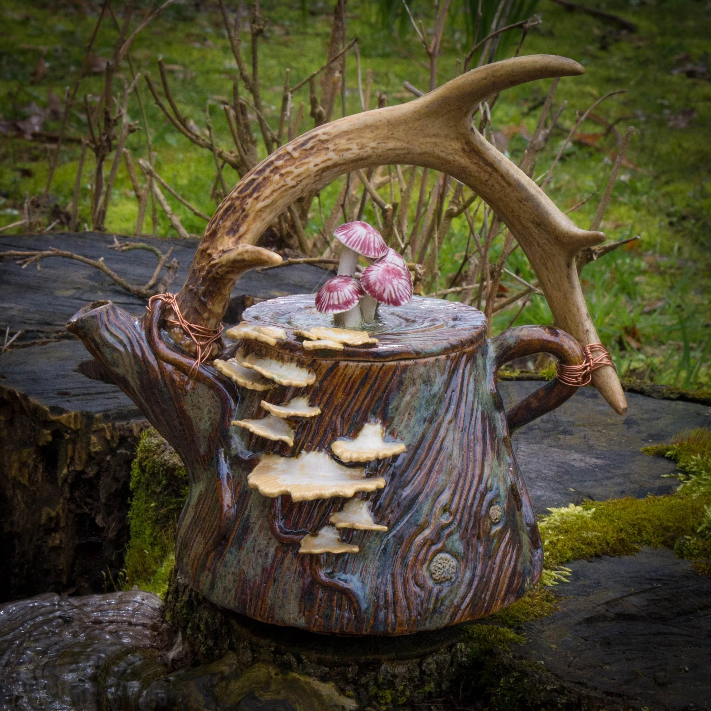 Antlered Copper Woodland Teapot Vessel, Spring Season 2024