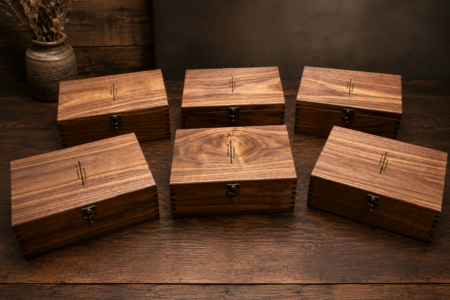 Handcrafted walnut keepsake boxes made in Newfoundland, Canada