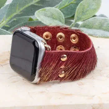 Wildest Dreams 38/40/42 Leather Smart Watch Band, Gilded Maroon
