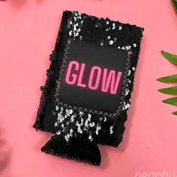 Glow On Black Sequin Slim Can Cooler