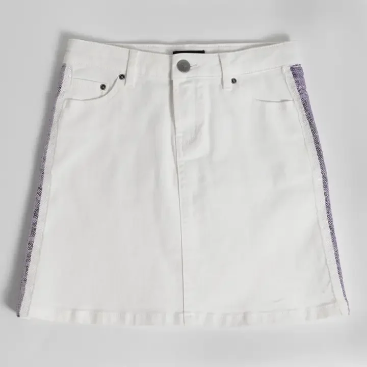 Girls Sequin Taped Denim Skirt