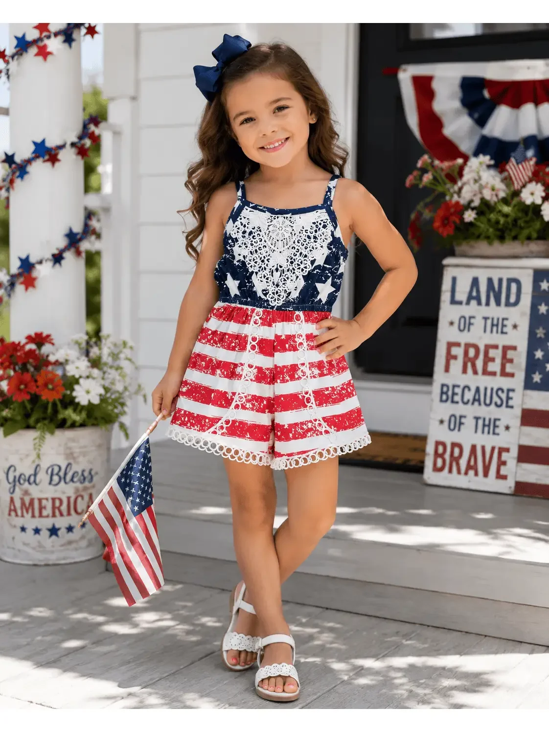 Fourth of July Lace Romper Kids