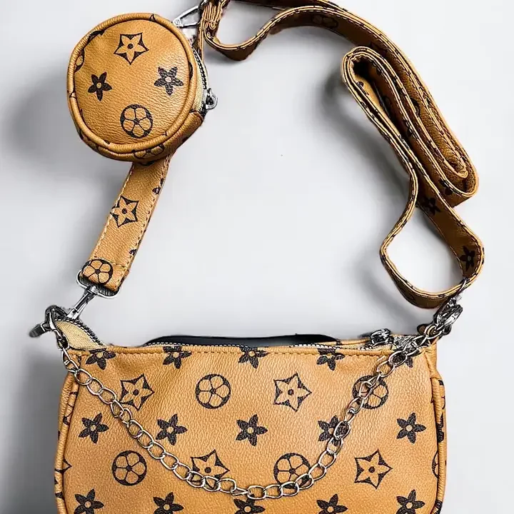 Khaki Star Printed Crossbody Purse