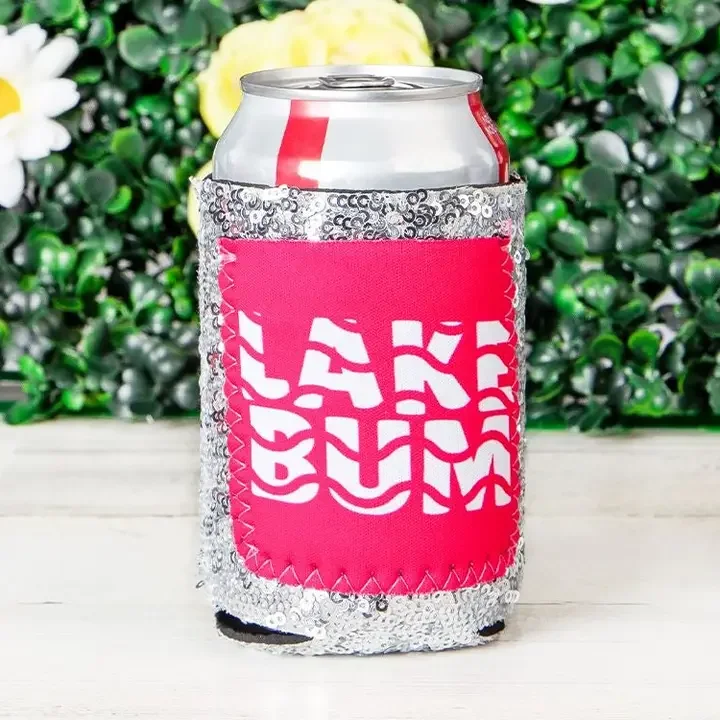 Lake Bum Sequin Can Cooler