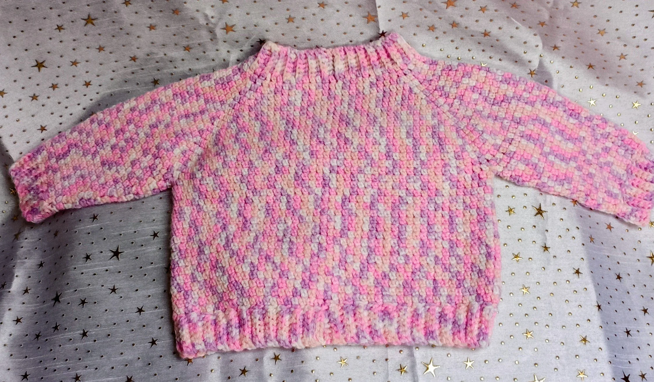 Handcrafted Pink marble Baby Sweater (Size 3-6 months)