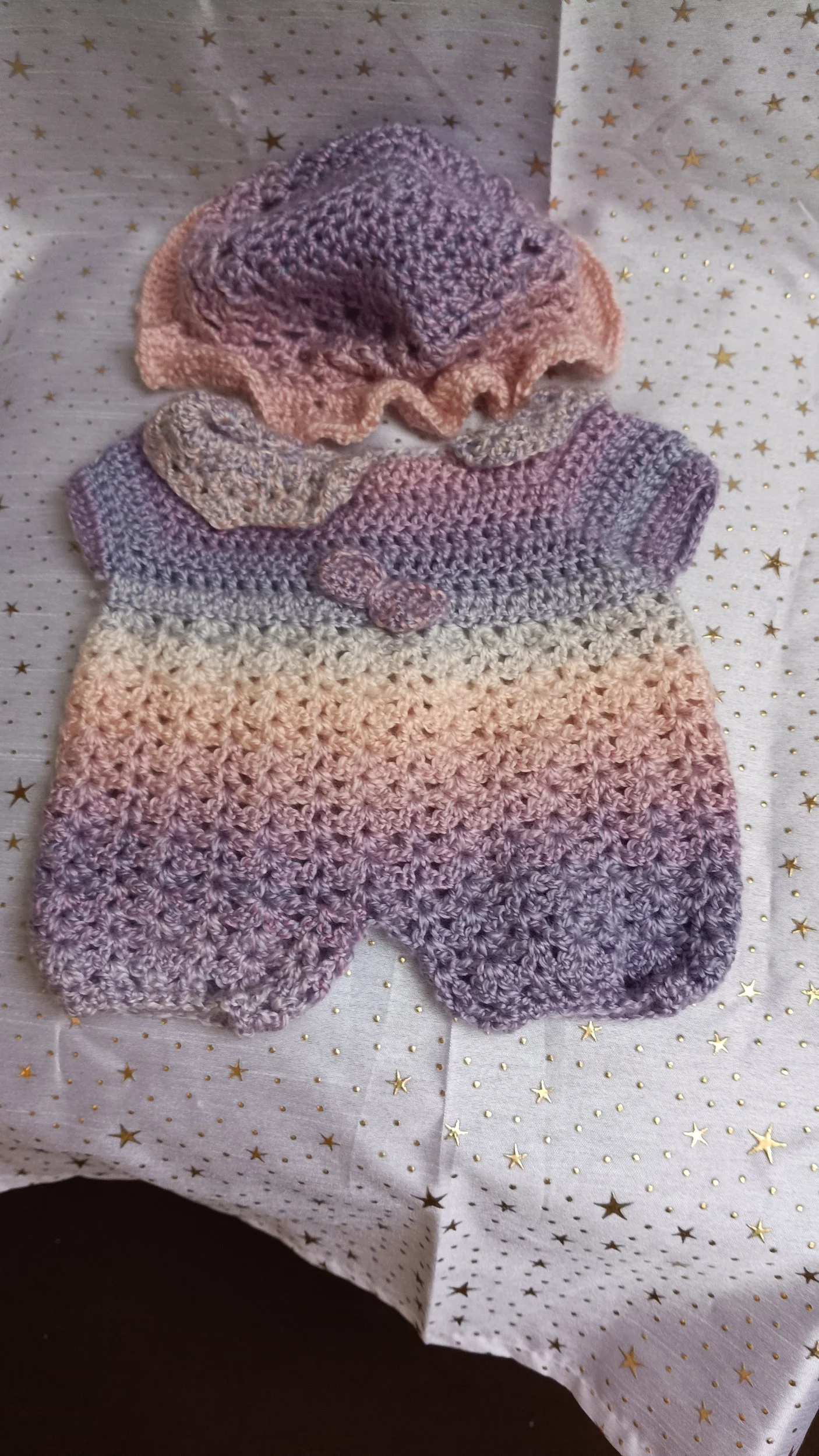 Pastel Dream Romper & Mop Hat Set (Size 0-3 months)