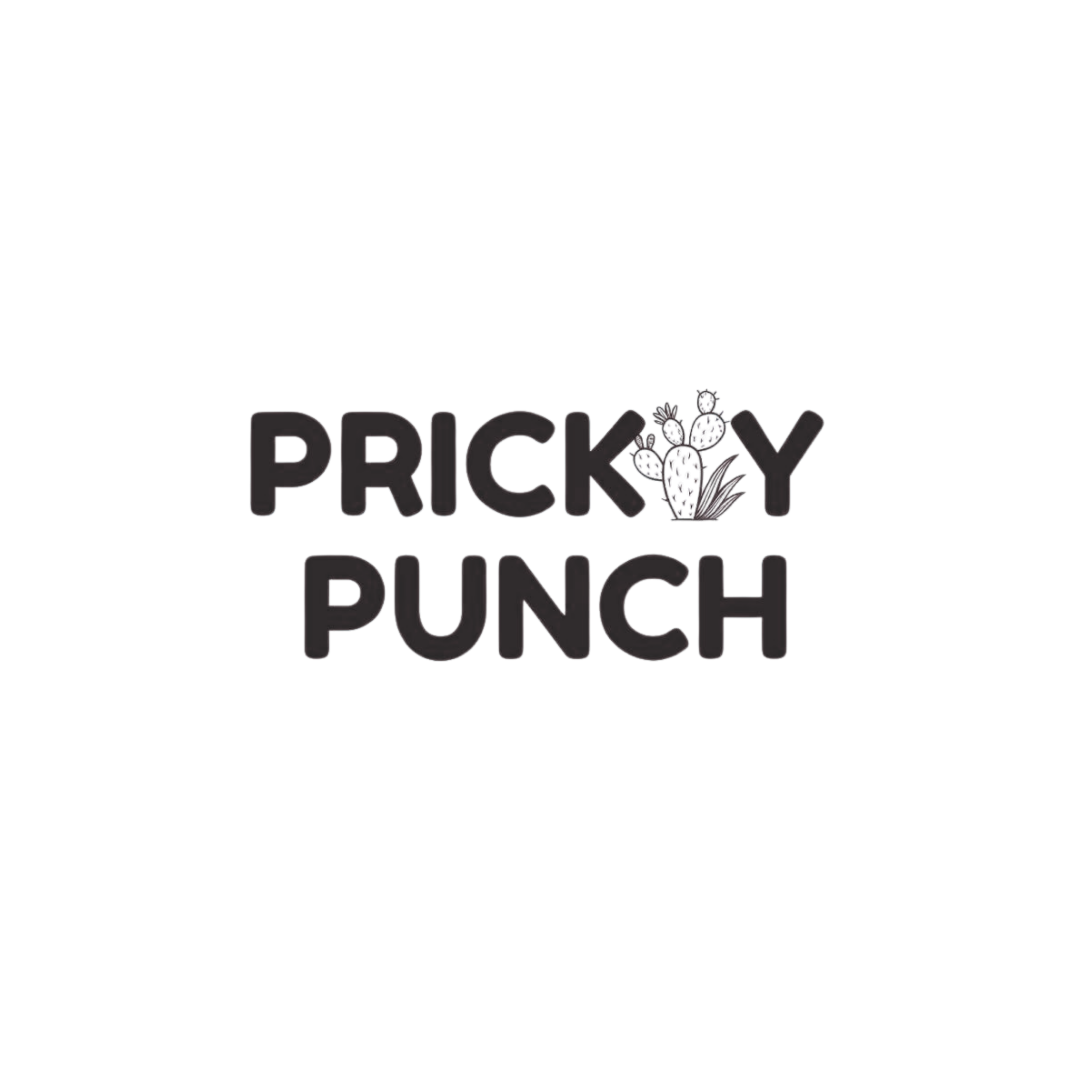 Logo with the words 'Prickly Punch' and an illustration of prickly pear cacti.