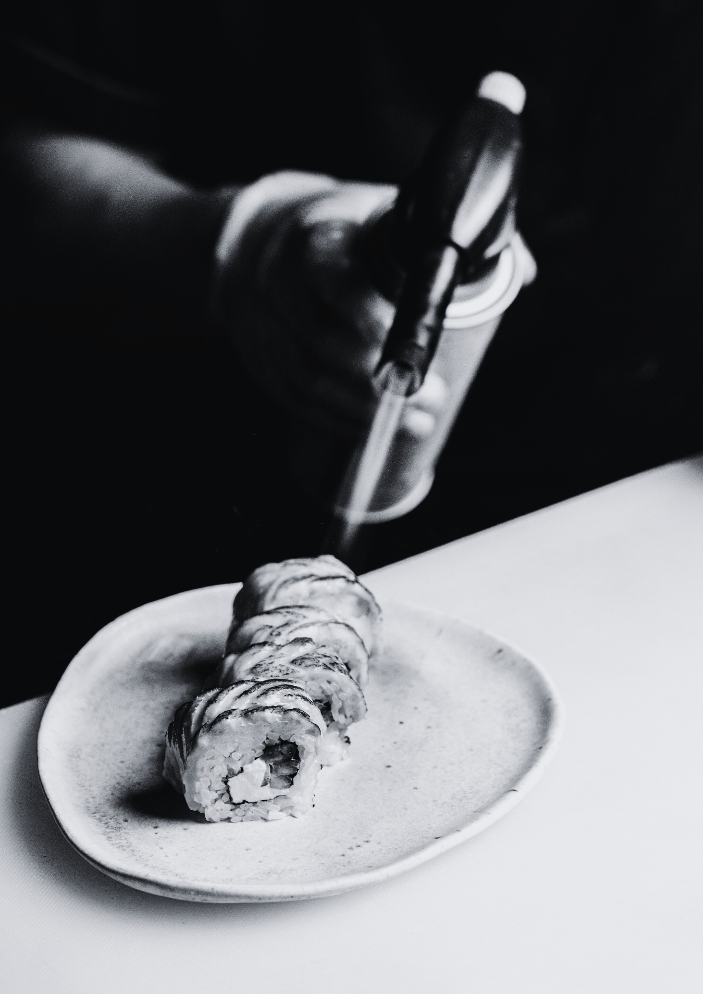 Torching sushi.