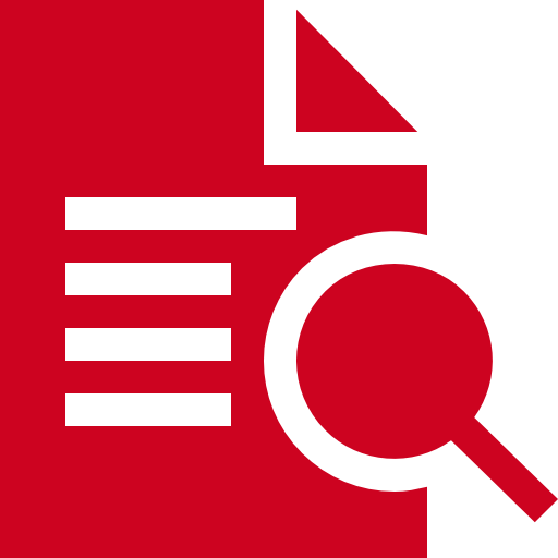 Paper with a magnifying glass representing research and advocacy.