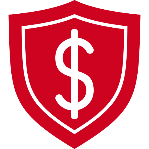 Shield with dollar sign representing financial stability.