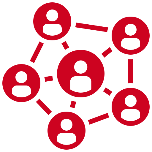 Circle of people representing community unity and economic mobility.