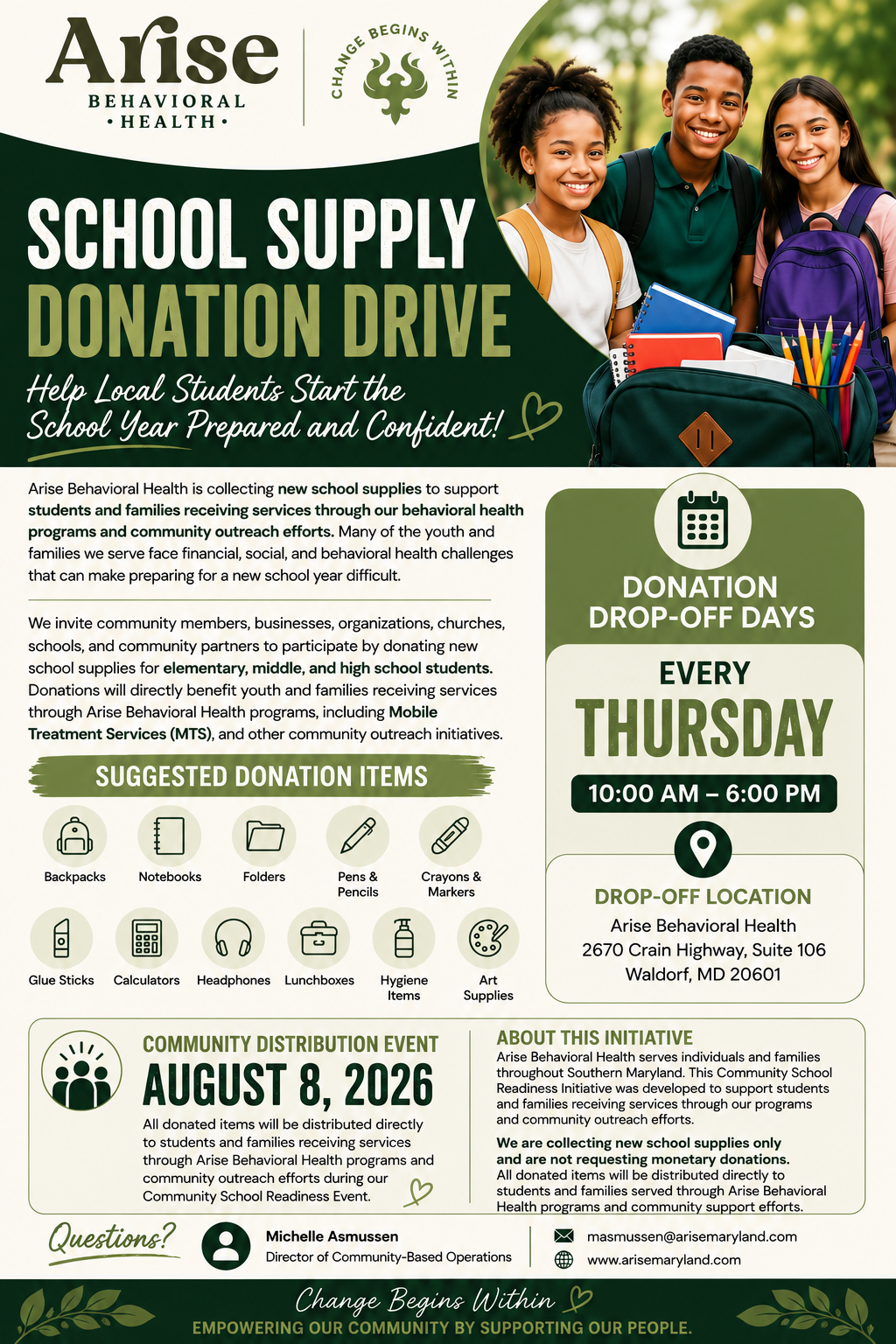 Arise  Behavioral Health Back to School Community Initiative