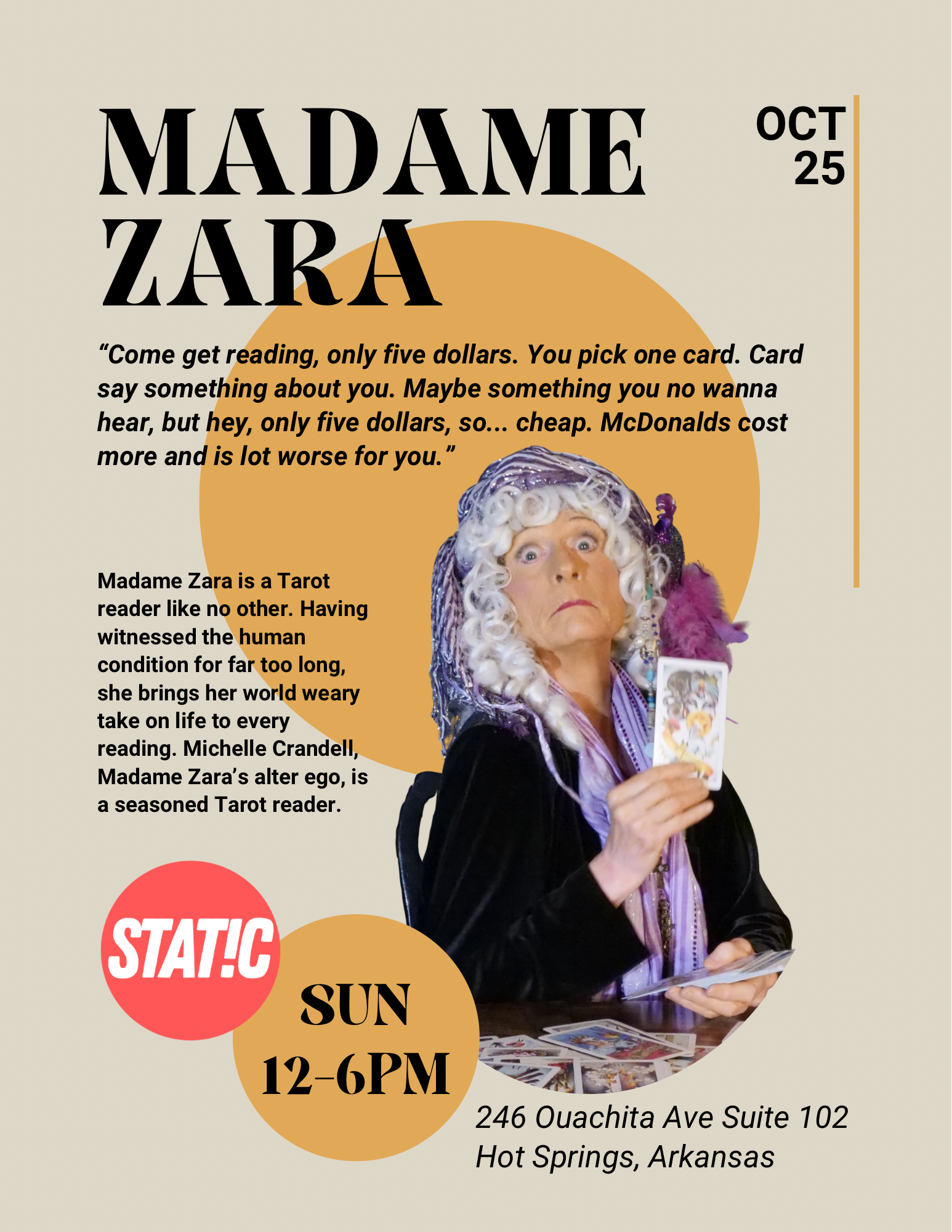Madame Zara, Tarot Readings at Static