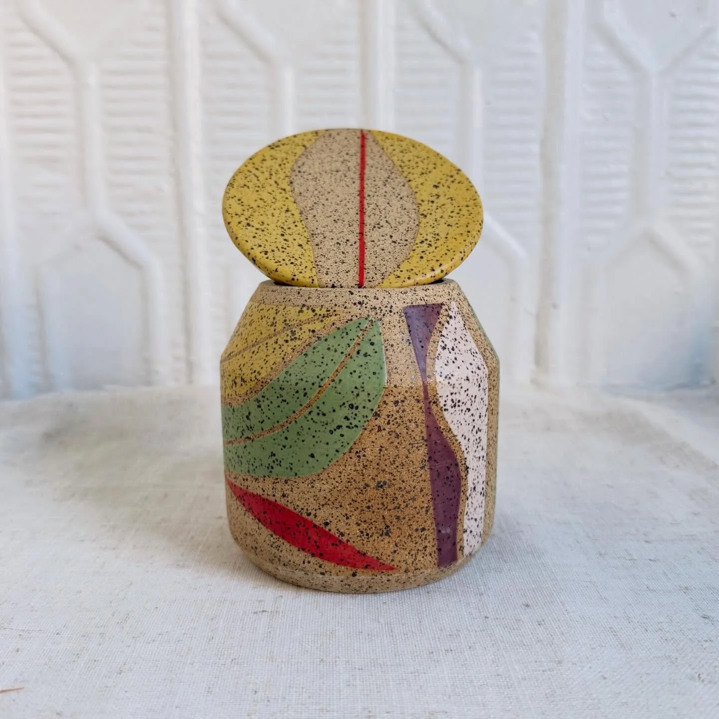 Speckled Lidded Jar 
.
.
Lots of fun exploring with lidded forms. The perfect fit for any space for storage or display. Possibilities and uses are endless!