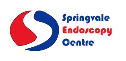 Springvale Endoscopy Centre logo with a red and blue abstract design and text in blue and red.