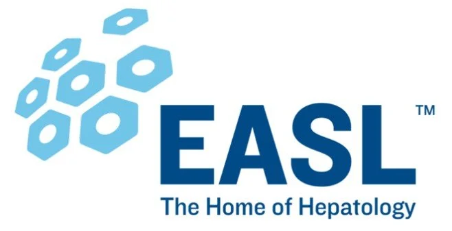EASL logo with blue hexagons and text: 'EASL: The Home of Hepatology'.