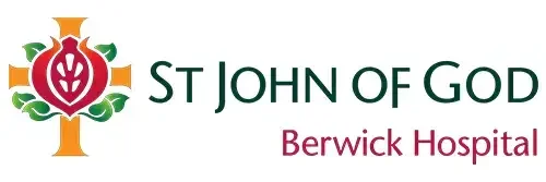 Logo of St. John of God Berwick Hospital featuring a stylized rose and cross design.